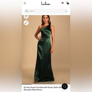 Lulus On the Guest List Emerald Green Satin Dress